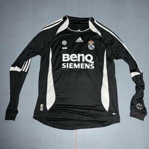 2005/06 Real Madrid black long sleeve football shirt replica Beckham XL